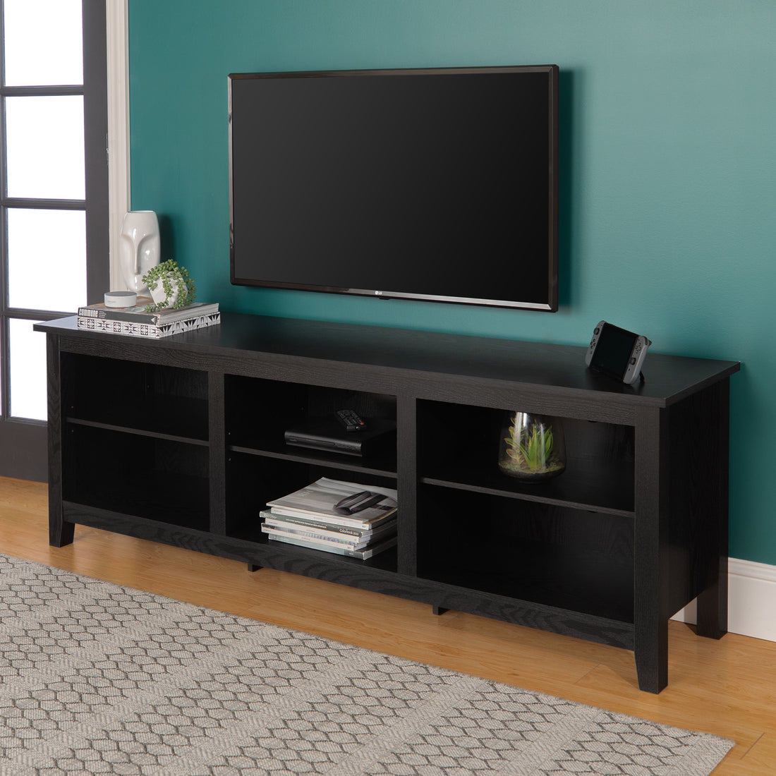 Modern Transitional 3 Shelf Open Storage 70" Tv