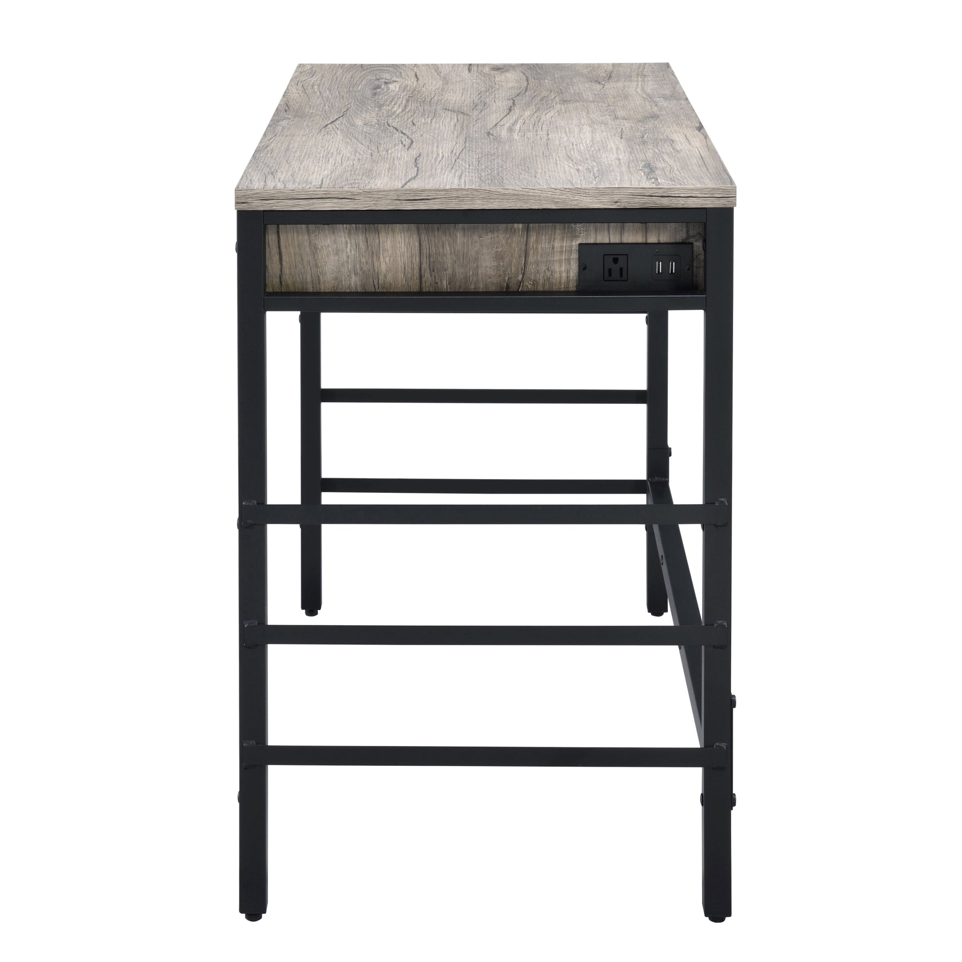 Light Weathered Oak And Black Writing Desk With 2