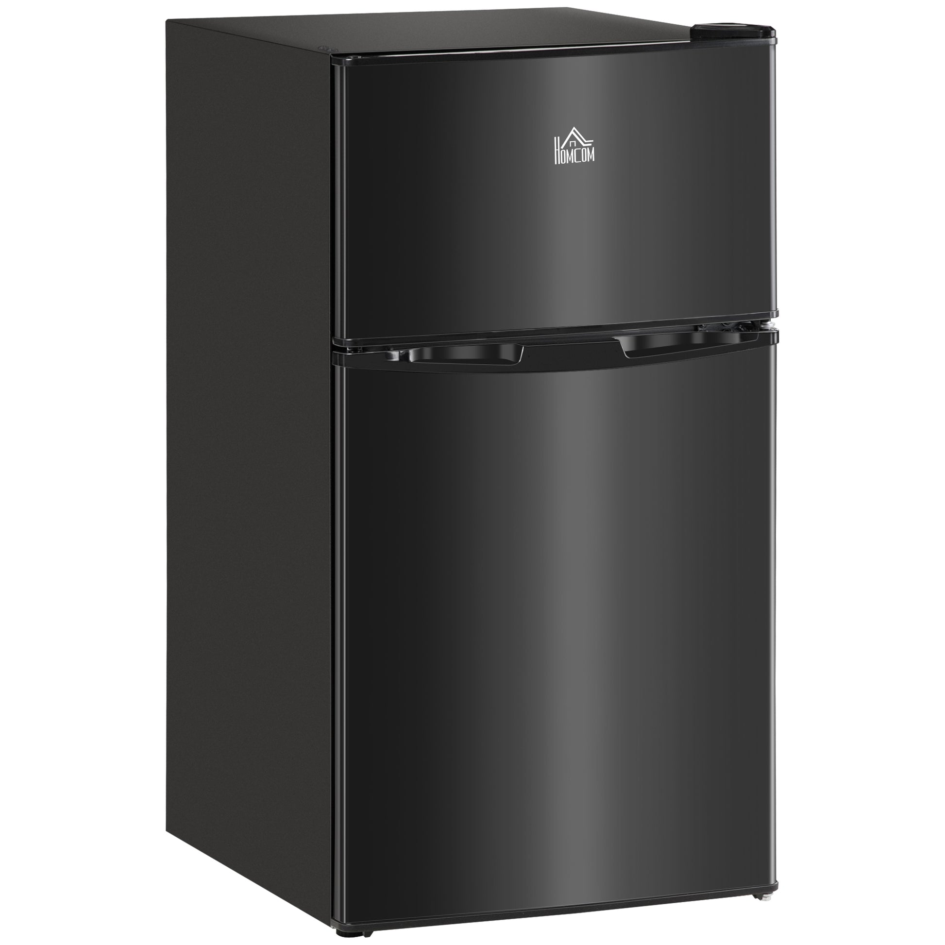 HOMCOM 3.2 Cu.Ft Mini Fridge with Freezer, Double Door black-steel