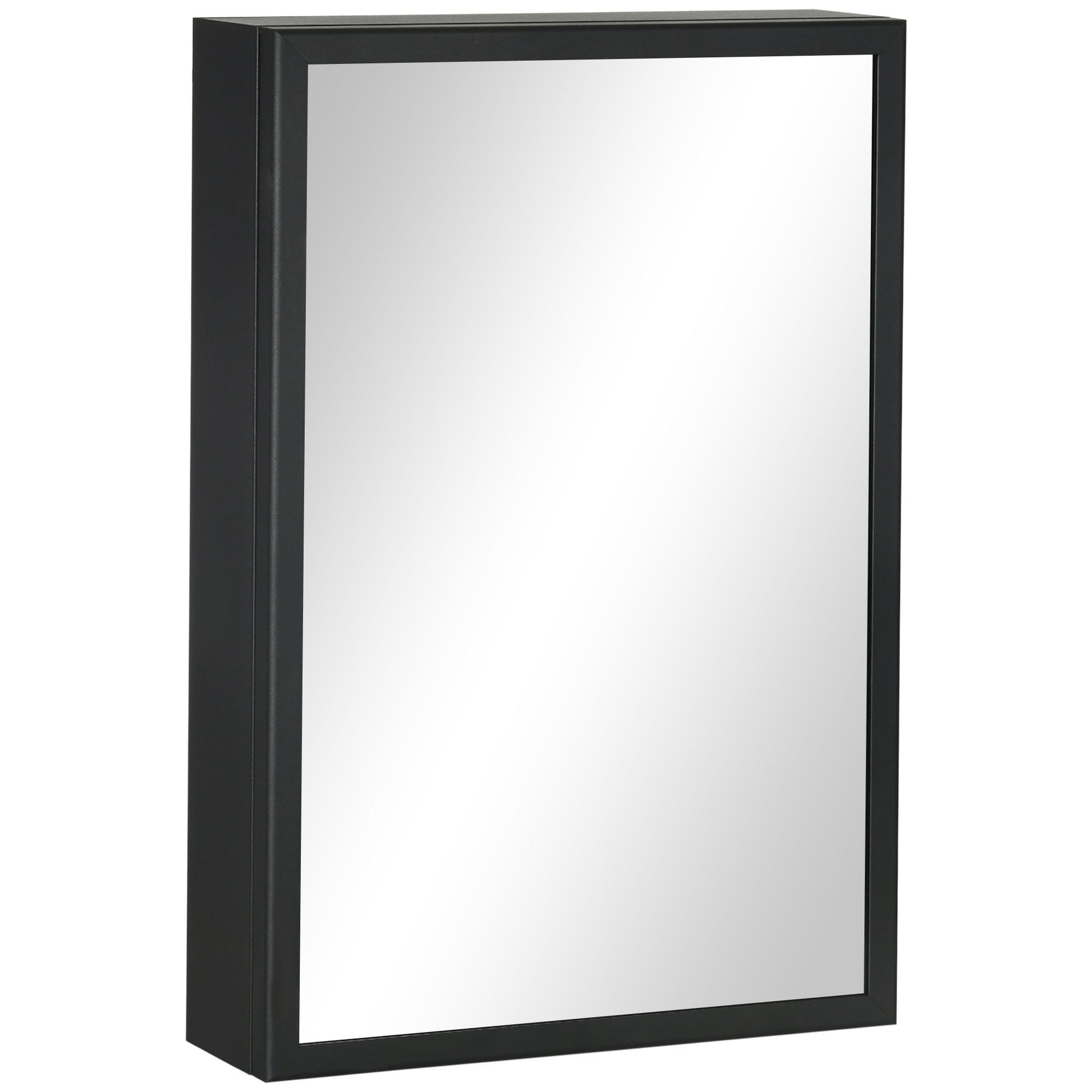 kleankin Bathroom Mirror with Storage Shelves Bathroom black-stainless steel