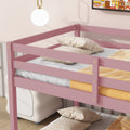 Twin Over Twin Floor Bunk Bed,Pink - Twin Pink