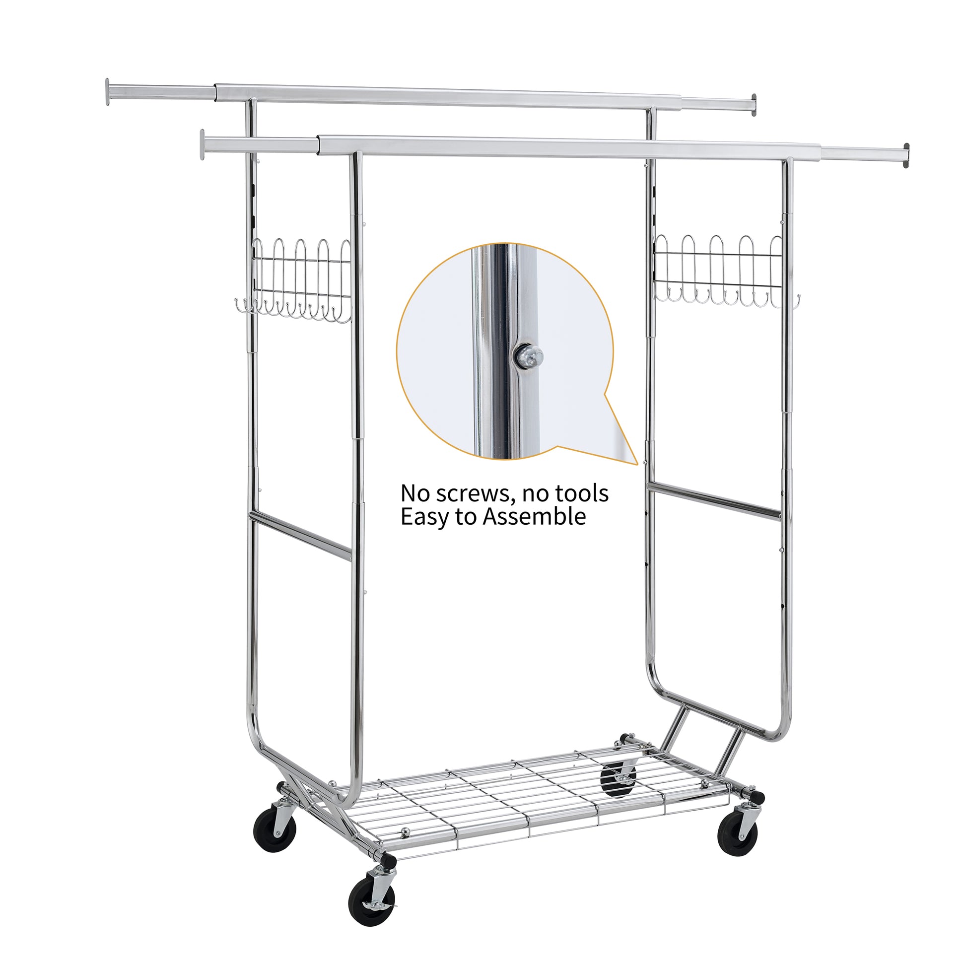 Double Clothing Garment Rack With Shelves