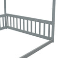 Full Size Canopy Frame Floor Bed With Fence -