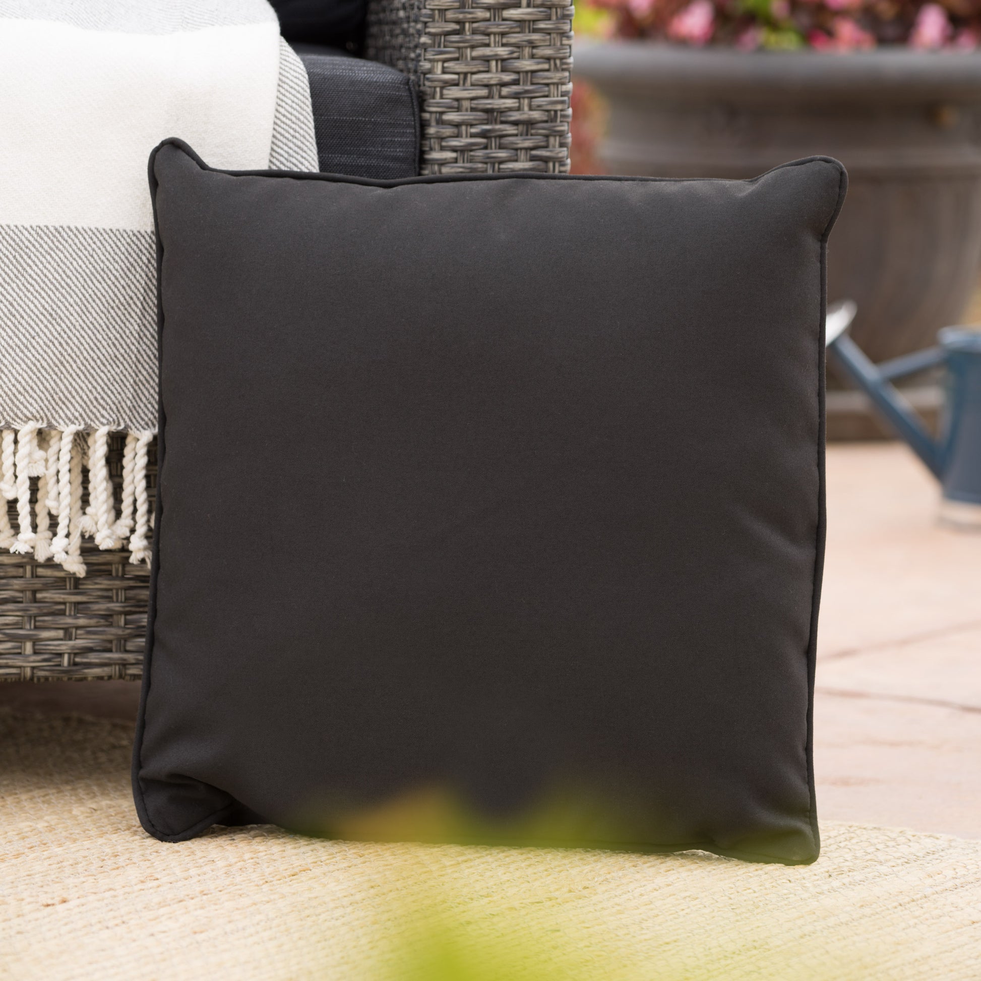 Coronado Square Pillow - Black Fabric