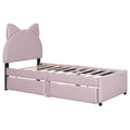 Twin Size Upholstered Platform Bed with Cartoon Ears box spring not