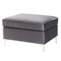 Grey Rectangle Ottoman - Grey Velvet Wood Primary