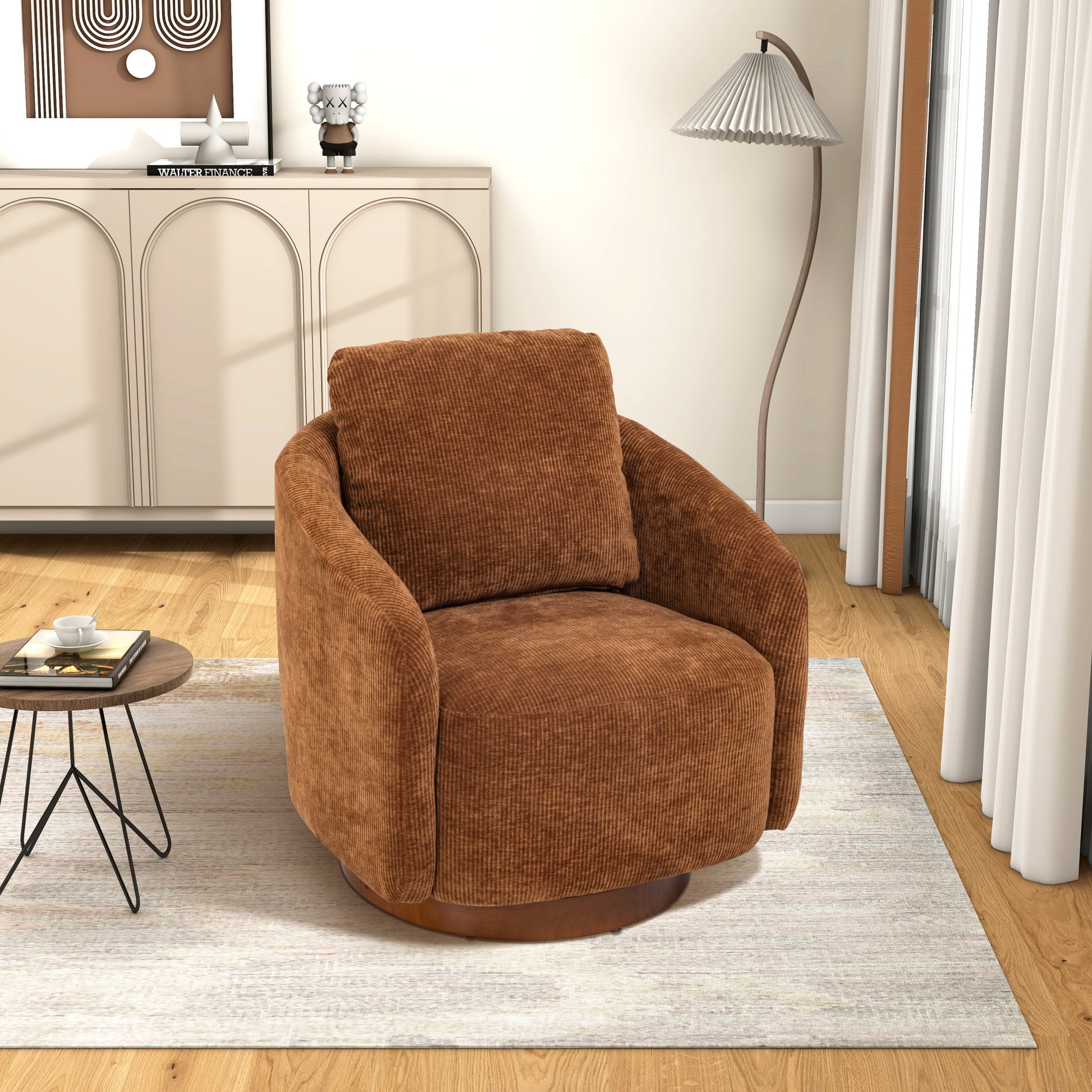 30.3"W Swivel Accent Barrel Chair And Comfy Round