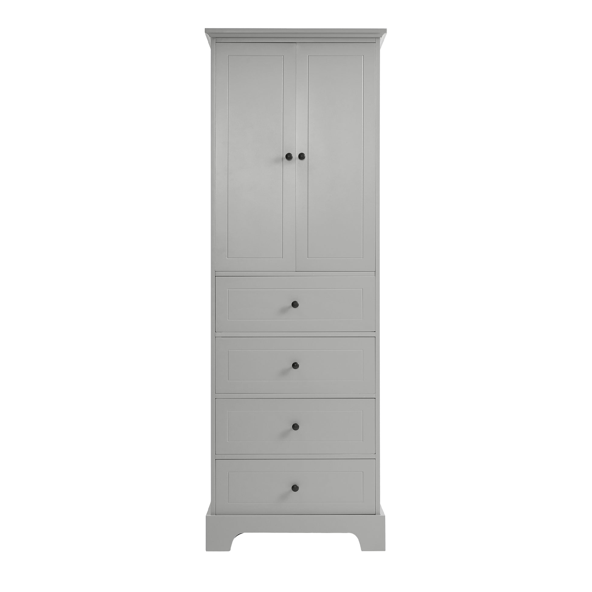 Storage Cabinet with 2 Doors and 4 Drawers for grey-mdf