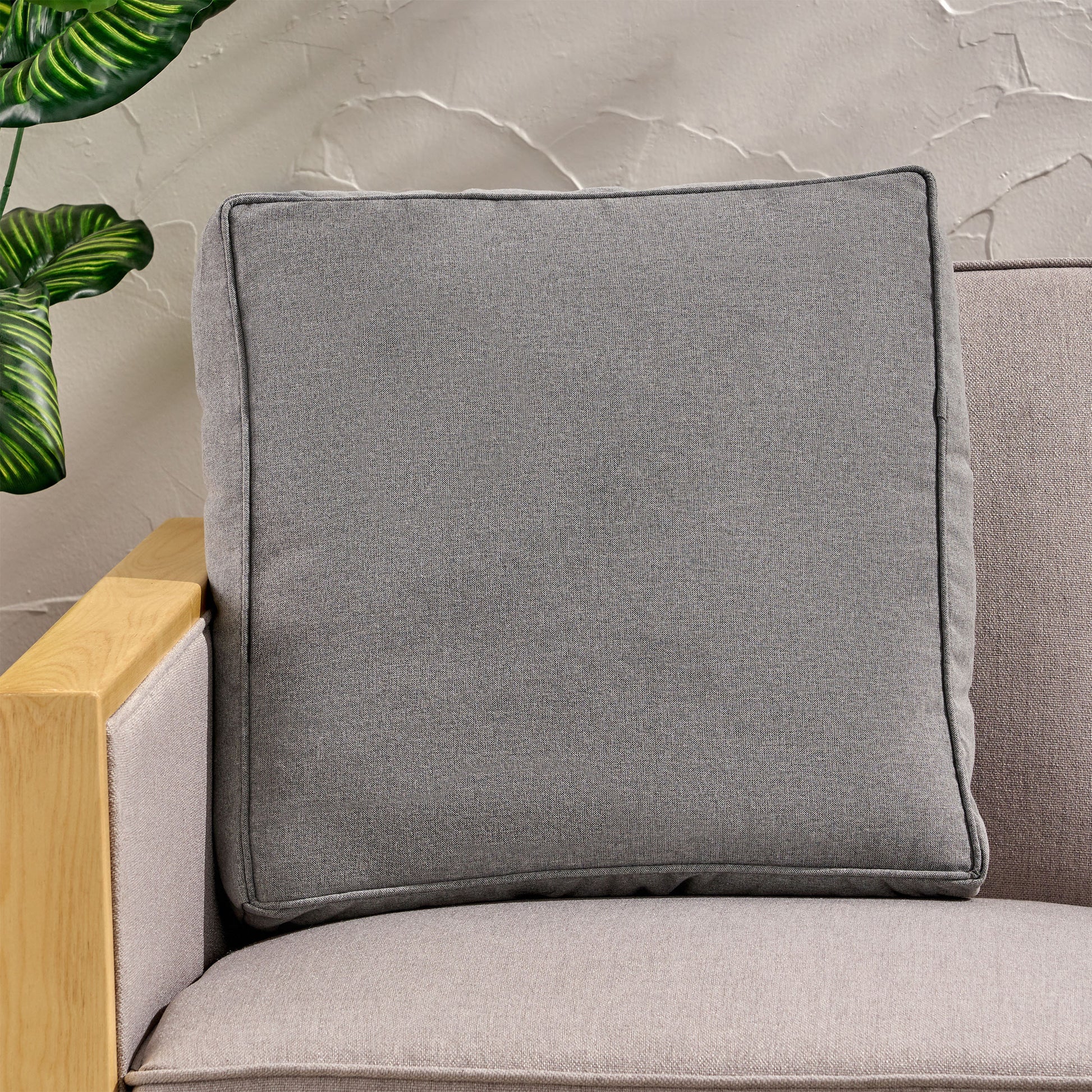 Tash Square Pillow - Charcoal Fabric