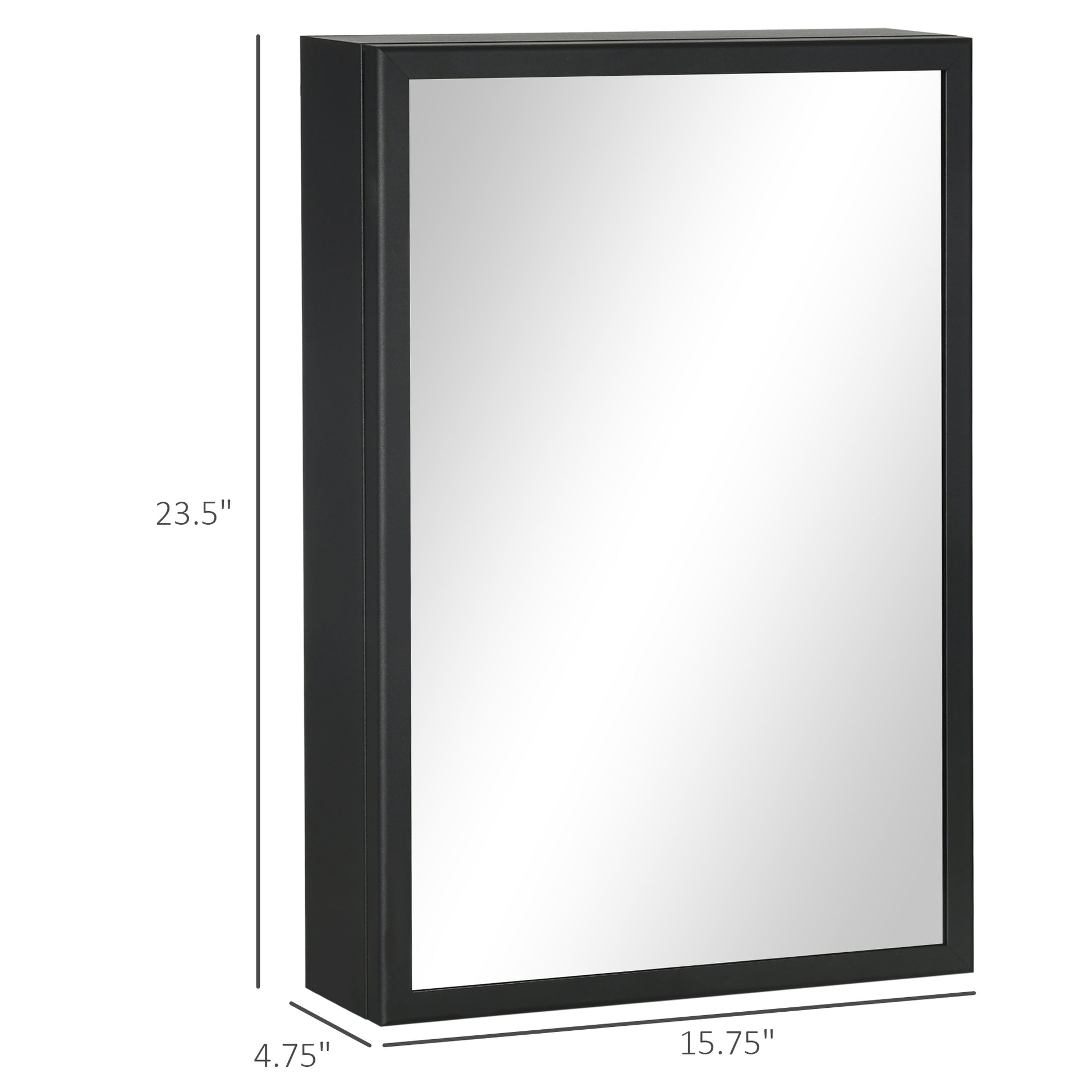 kleankin Bathroom Mirror with Storage Shelves Bathroom black-stainless steel