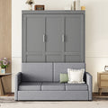 Queen Size Murphy Bed Wall Bed With Cushion,Gray