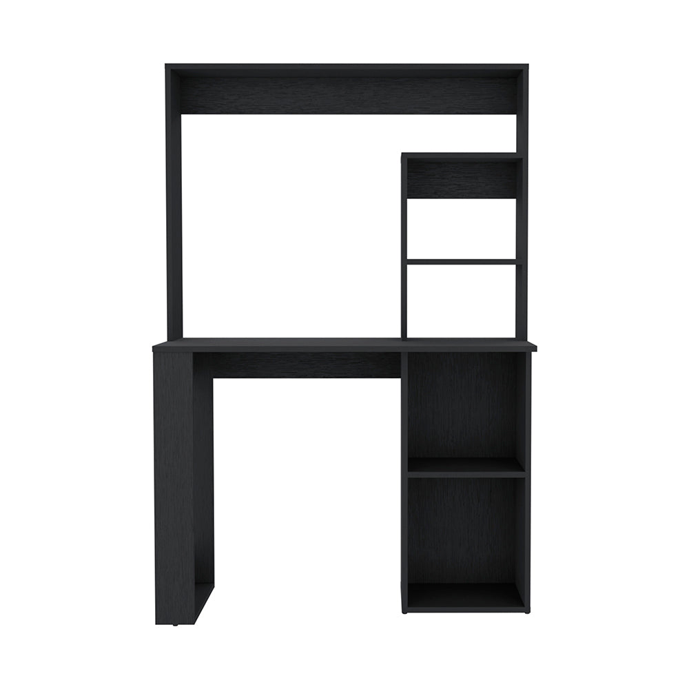 Maine Desk With Hutch And Shelves - Black