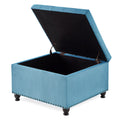 Large Square Storage Ottoman With Wooden Legs -