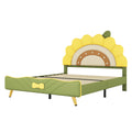 Full Size Upholstered Platform Bed With Sunflower