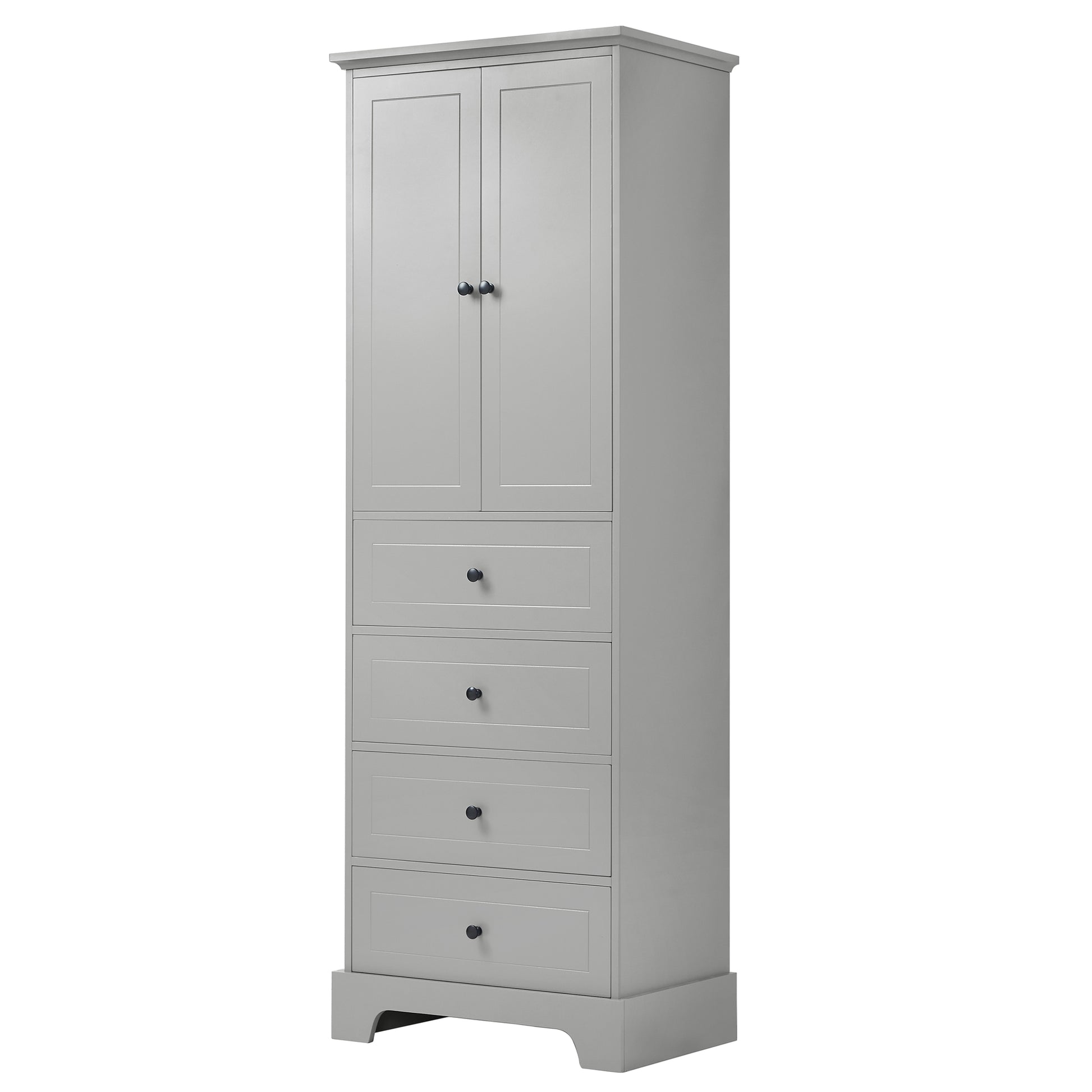 Storage Cabinet with 2 Doors and 4 Drawers for grey-mdf