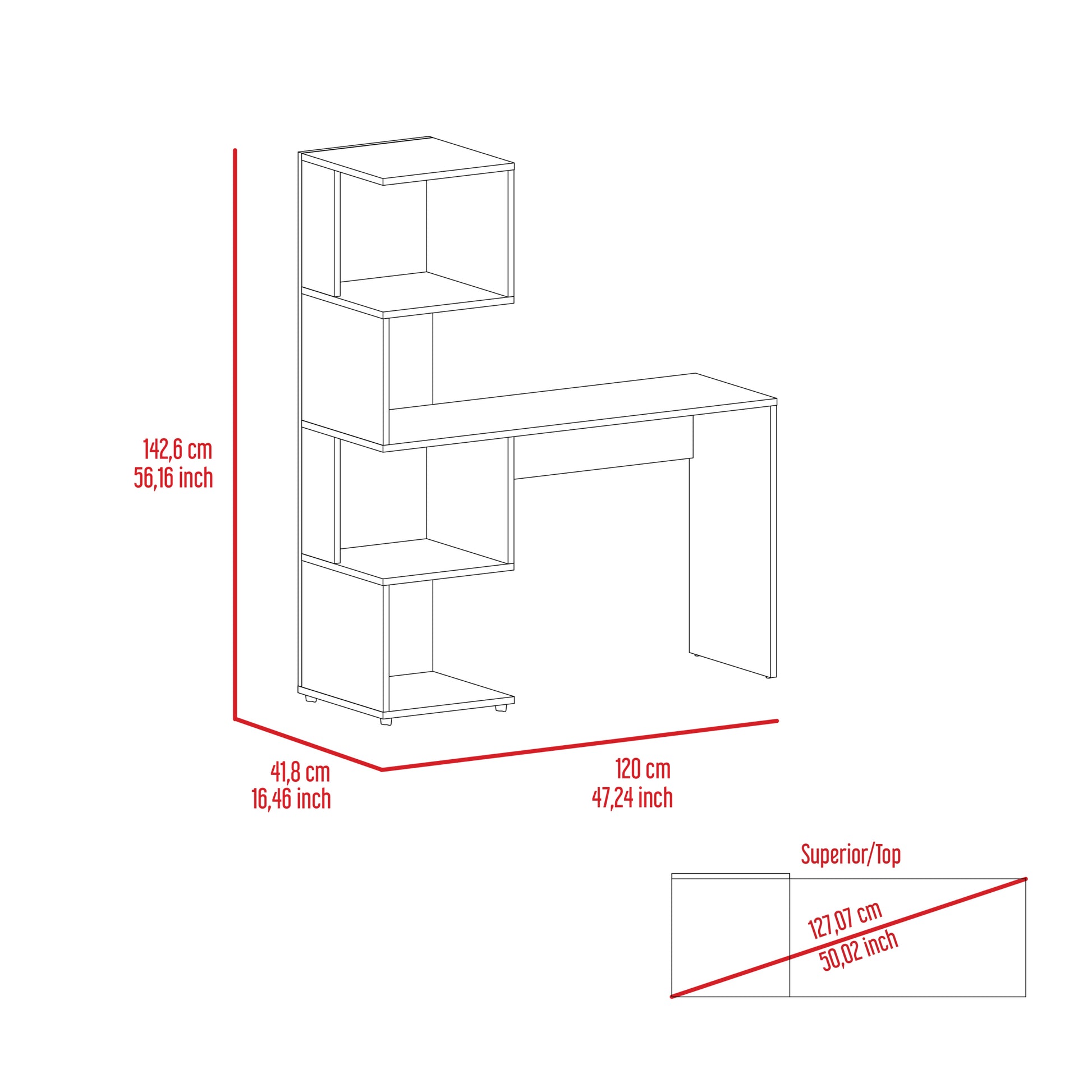 Vik Desk With Storage Cabinets, Four Shelves -