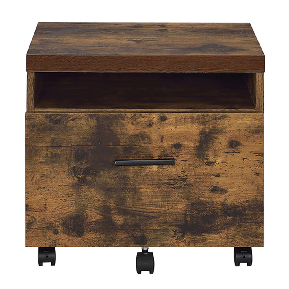 Weathered Oak And Black 1 Drawer File Cabinet -