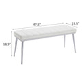 White And Chrome Bench With Padded Seat - White