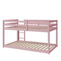 Twin Over Twin Floor Bunk Bed,Pink - Twin Pink