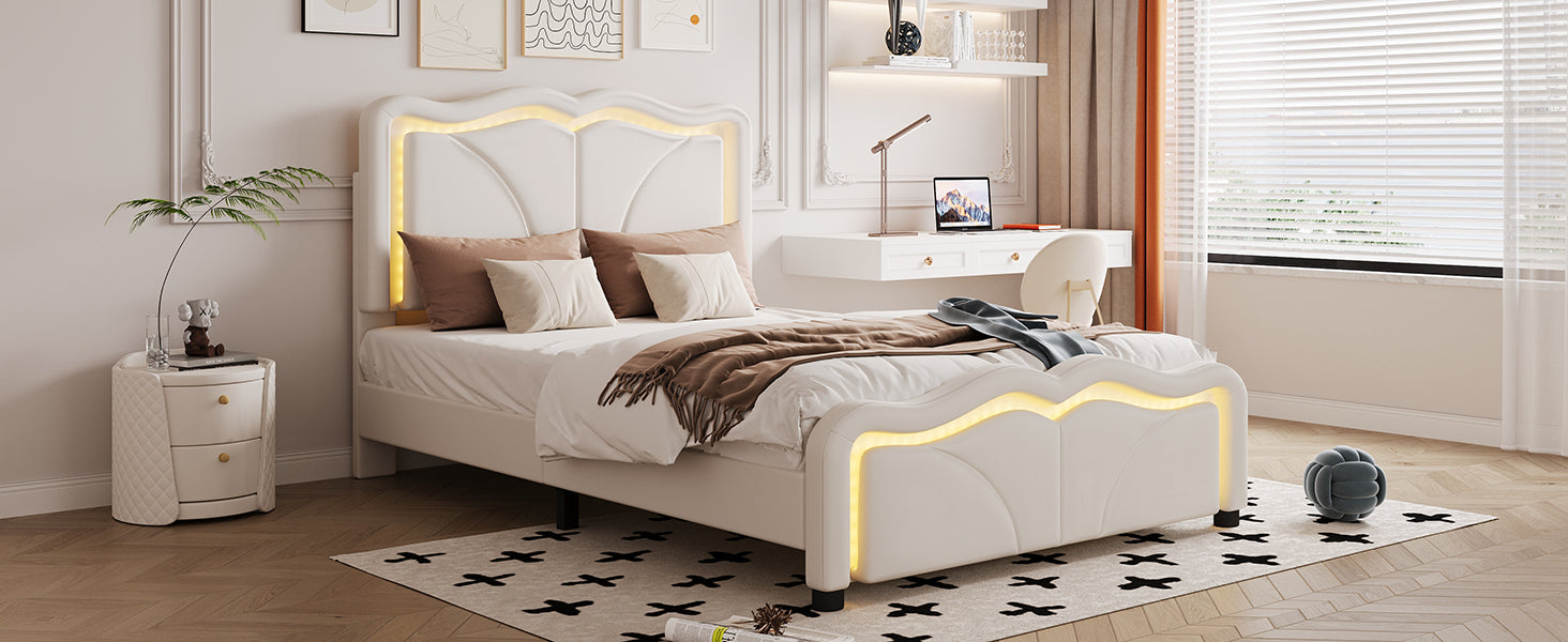 Twin Size Upholstered Platform Bed With Curve