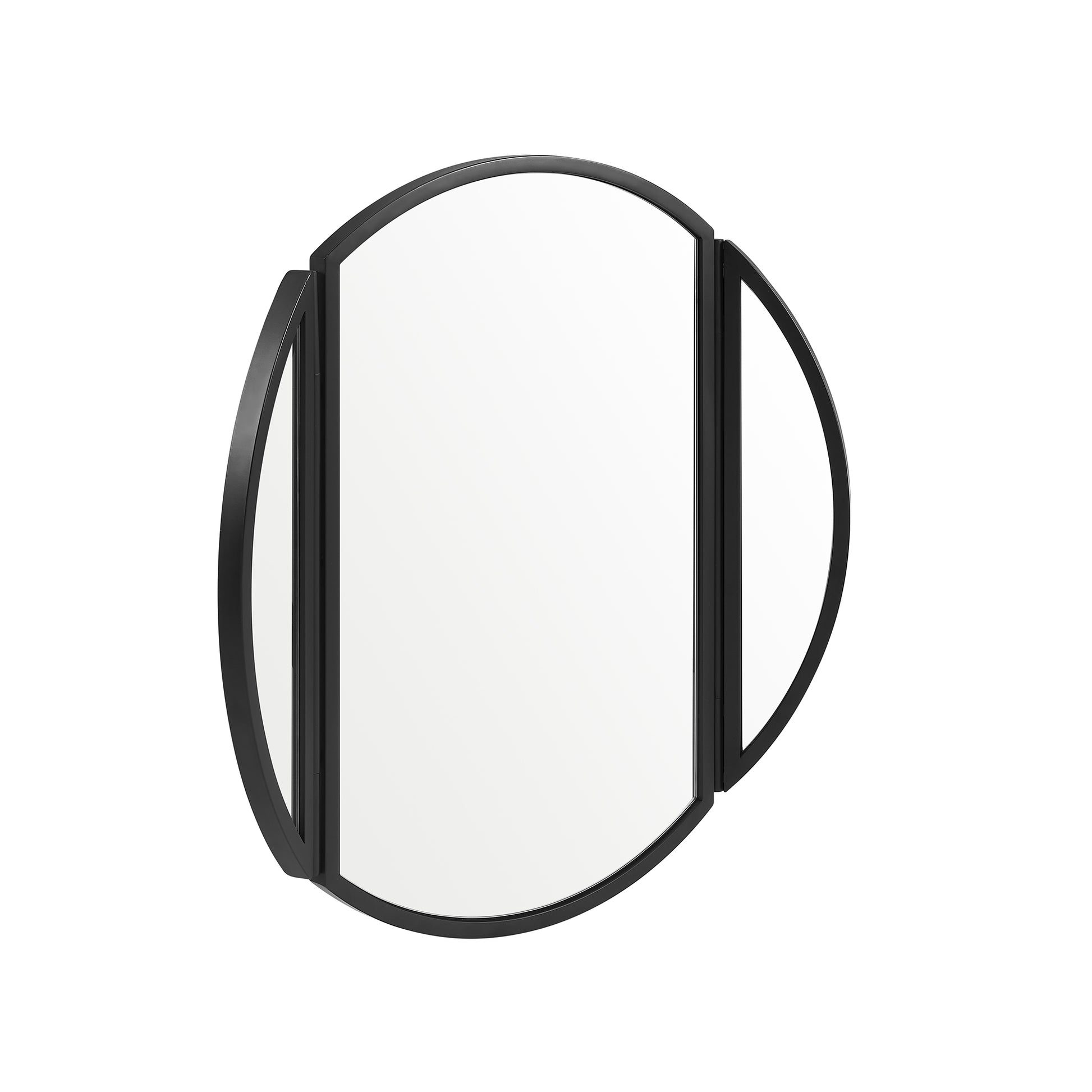 Modern Hinge Round Wall Mirror Black - Black