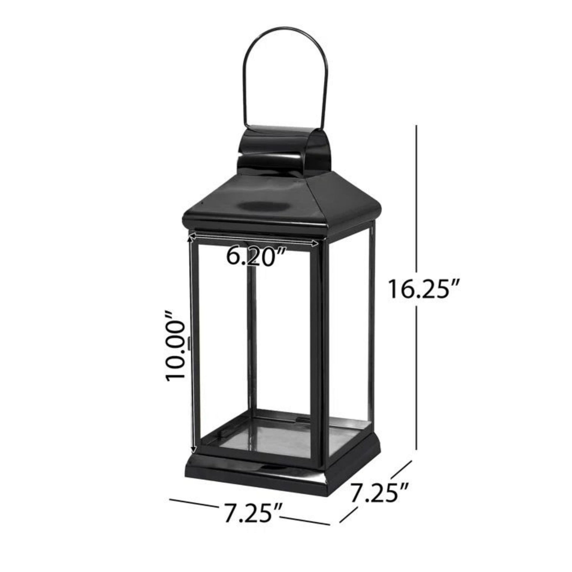 WALTER 16"H STAINLESS STEEL LANTERN black-stainless steel