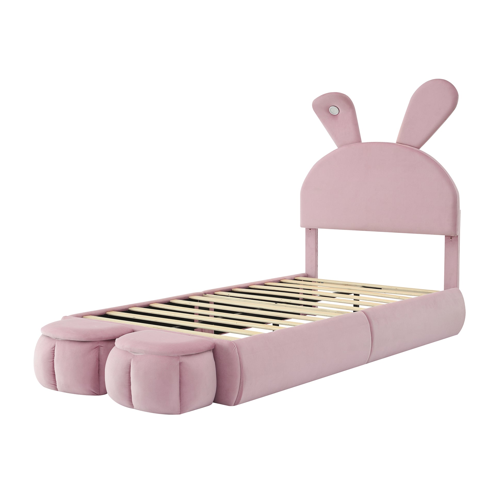 Twin Size Upholstered Platform Bed With Cartoon