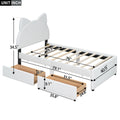 Twin Size Upholstered Platform Bed with Cartoon Ears box spring not