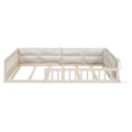 Wood Full Size Upholstered Platform Bed with Guardrail box spring not required-full-beige-wood-bed