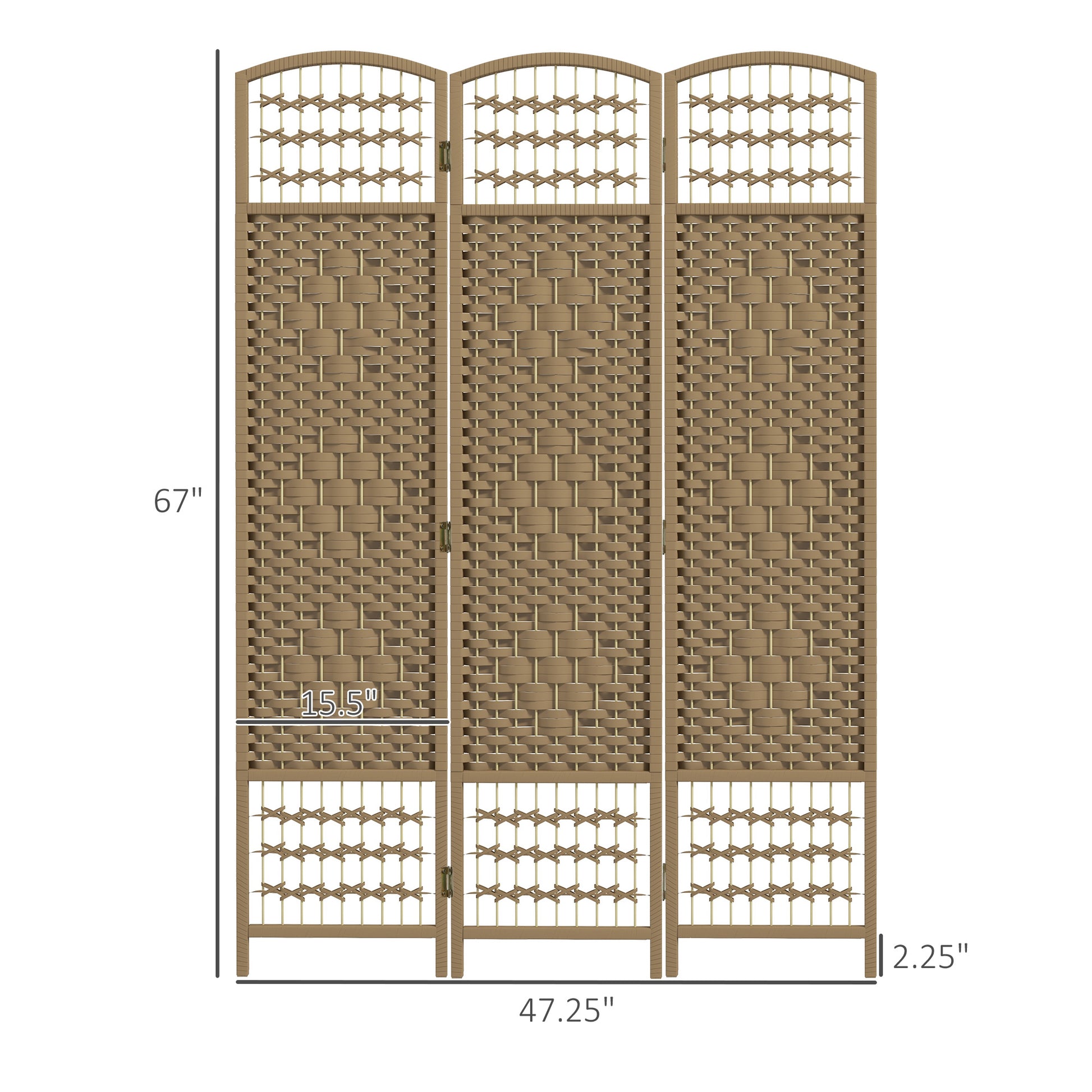 HOMCOM 3 Panel Room Divider, Folding Screen, 5.6' natural wood-bamboo