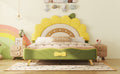 Full Size Upholstered Platform Bed With Sunflower