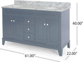 61'' Bathroom Vanity with Marble Top & Double Ceramic gray-plywood