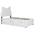 Twin Size Upholstered Platform Bed with Cartoon Ears box spring not