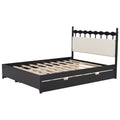 Queen Size Wooden Storage Platform Bed, With 2