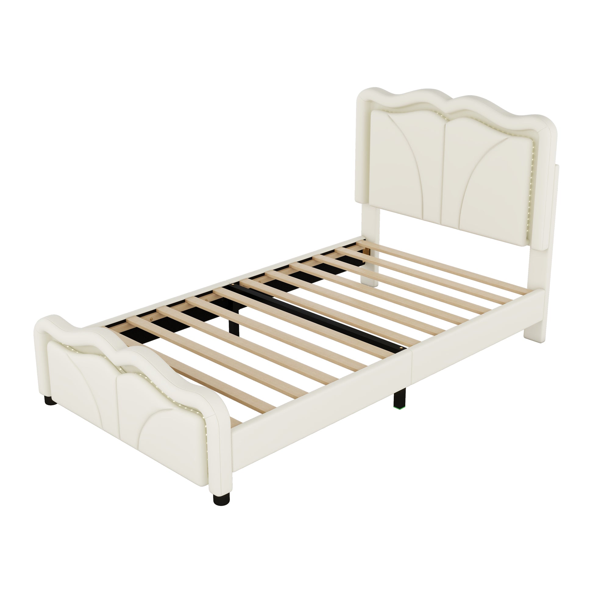 Twin Size Upholstered Platform Bed With Curve