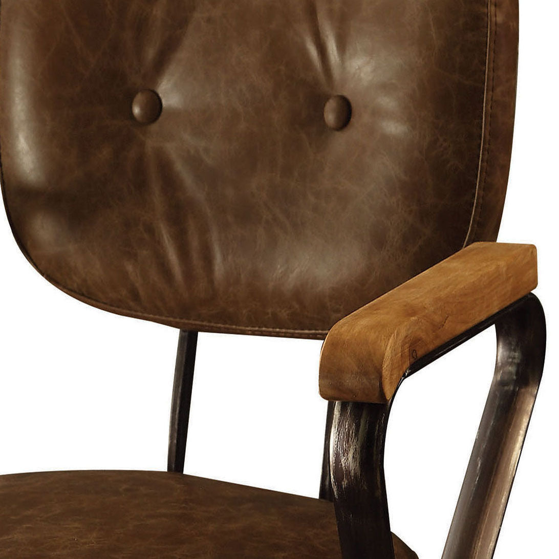 Vintage Whiskey Swivel Office Chair With Nailhead