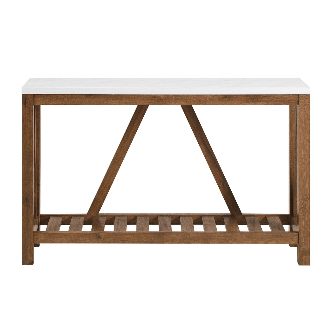 Farmhouse A Frame Faux Marble Entry Table With