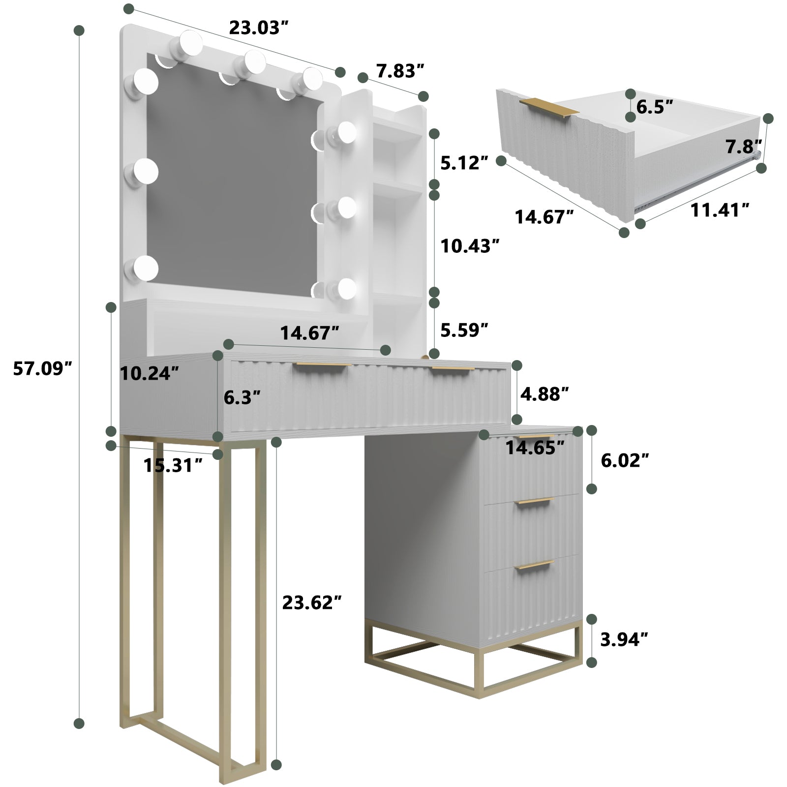 Makeup Vanity Desk With Mirror And Lights, Vanity