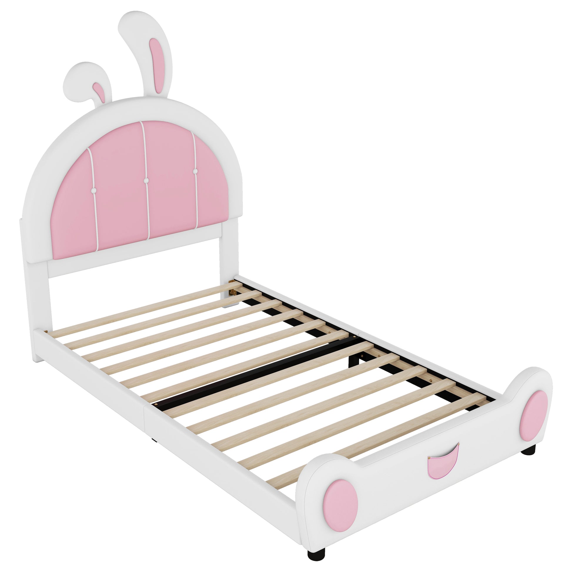 Twin Size Upholstered Platform Bed With Rabbit