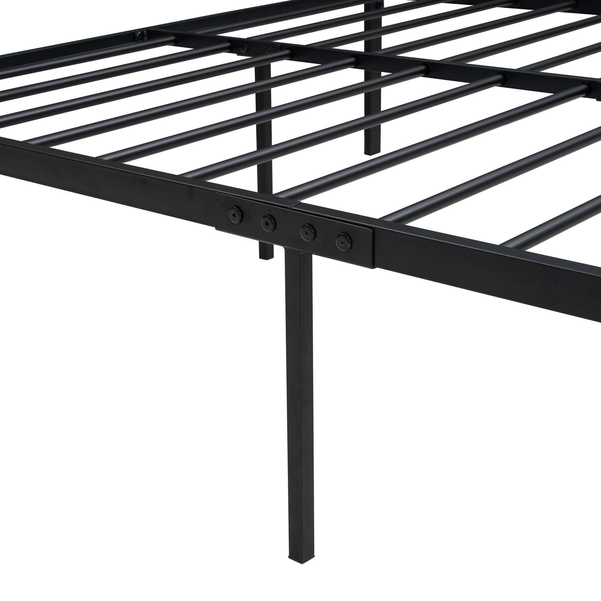 Twin Size Platform Bed, Metal And Wood Bed Frame