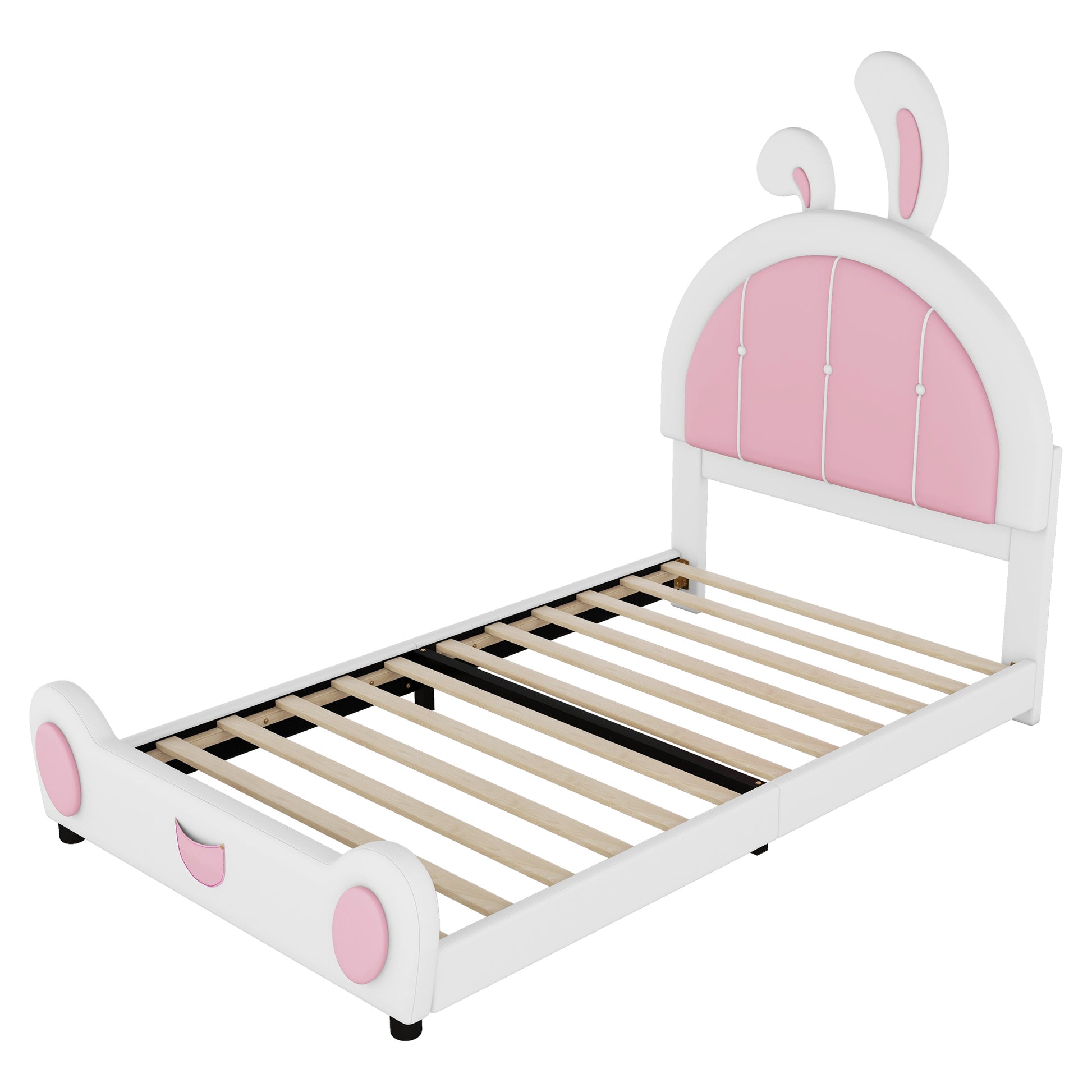 Twin Size Upholstered Platform Bed With Rabbit