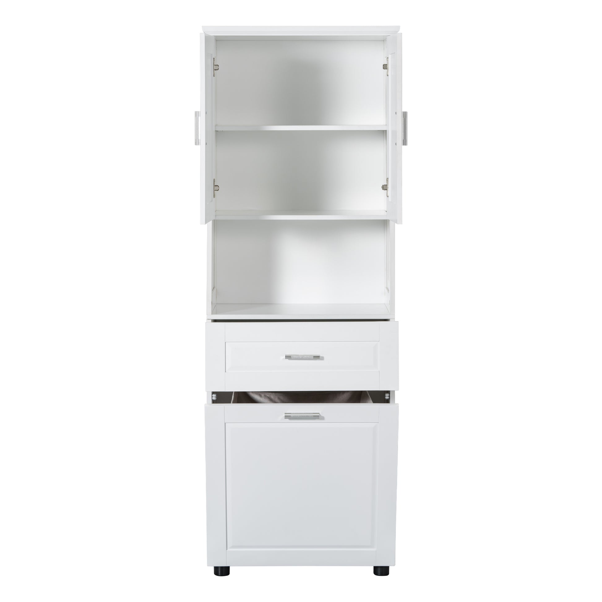 Tall Bathroom Cabinet With Laundry Basket, Large