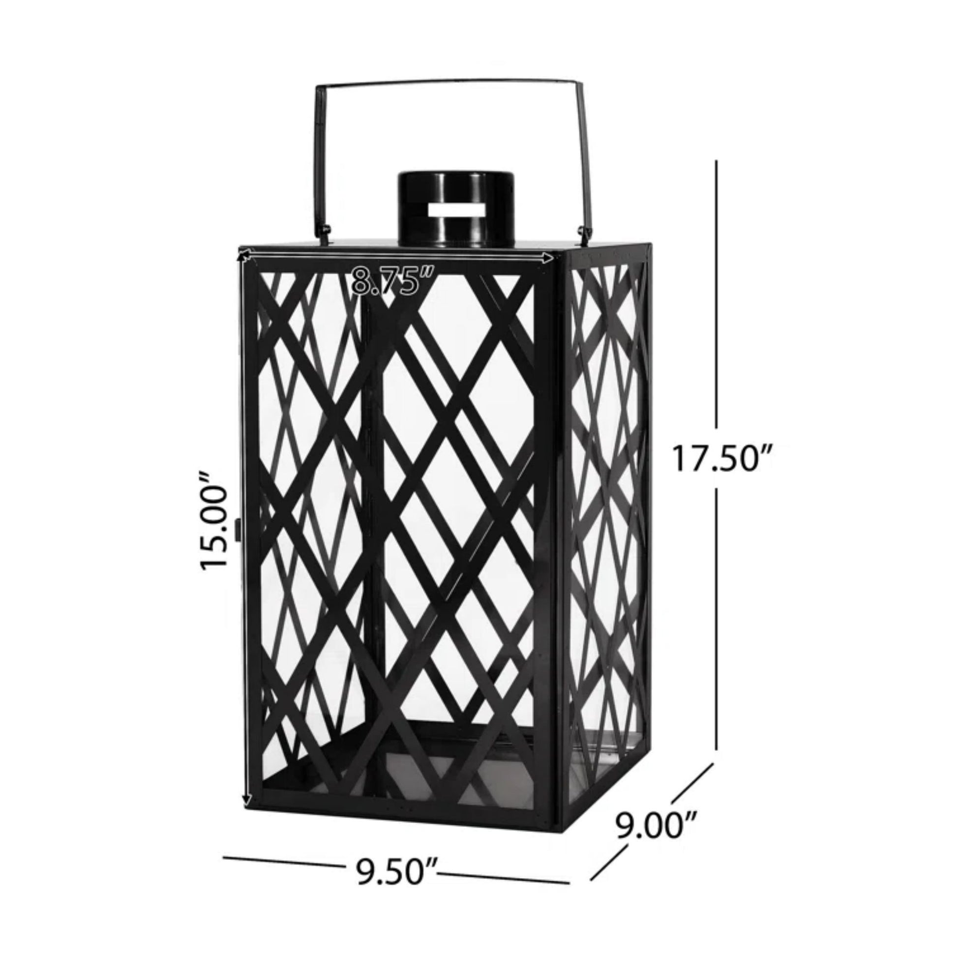 Anton 18"H Stainless Steel Lantern - Black