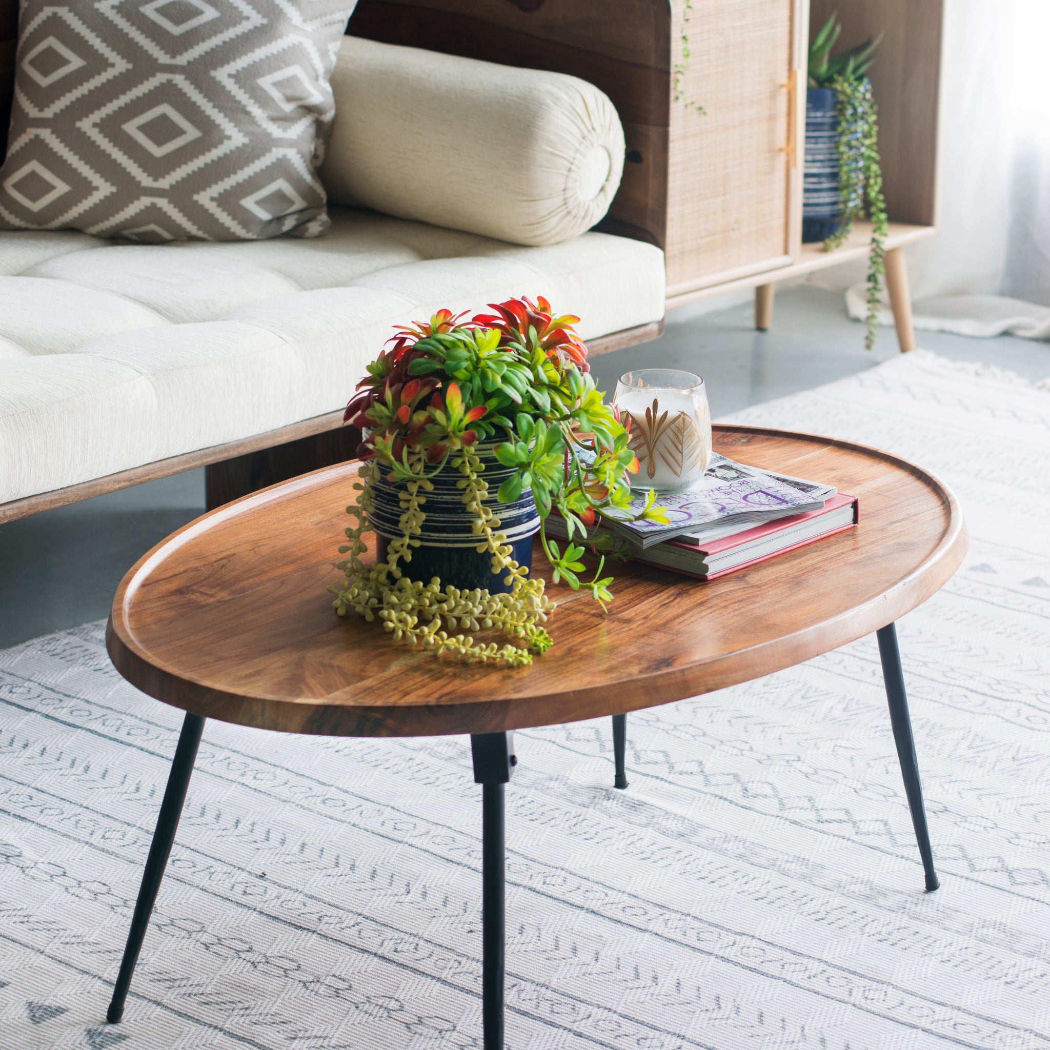 39X26X16" Oval Cofe Table - Brown Wood