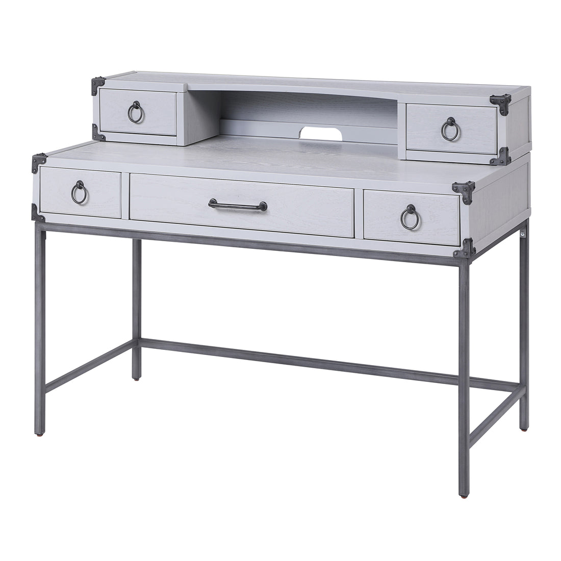 Grey And Gunmetal Writing Desk - Grey Office