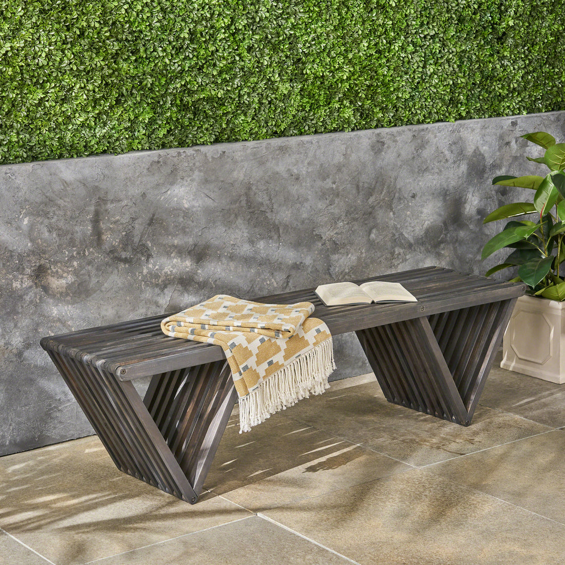 Metropol Bench - Dark Grey Wood