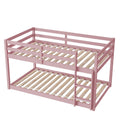 Twin Over Twin Floor Bunk Bed,Pink - Twin Pink