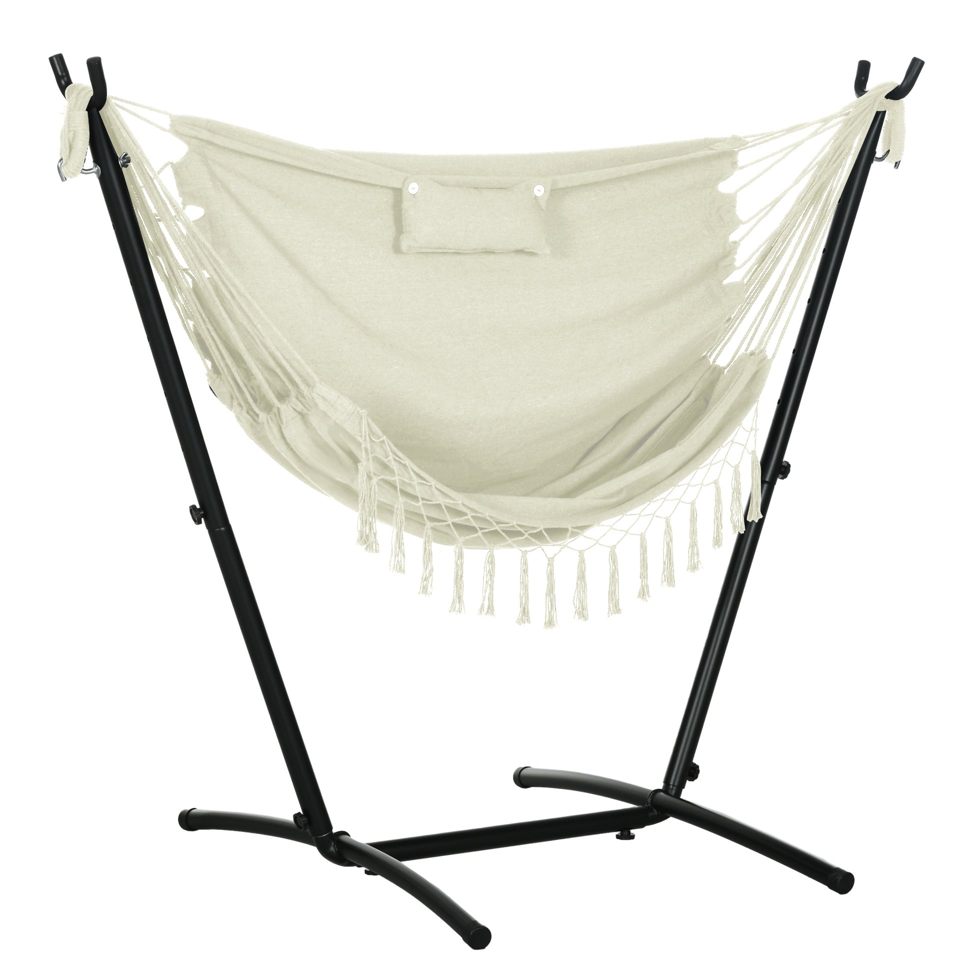 Outsunny Patio Hammock Chair with Stand, Outdoor white-steel