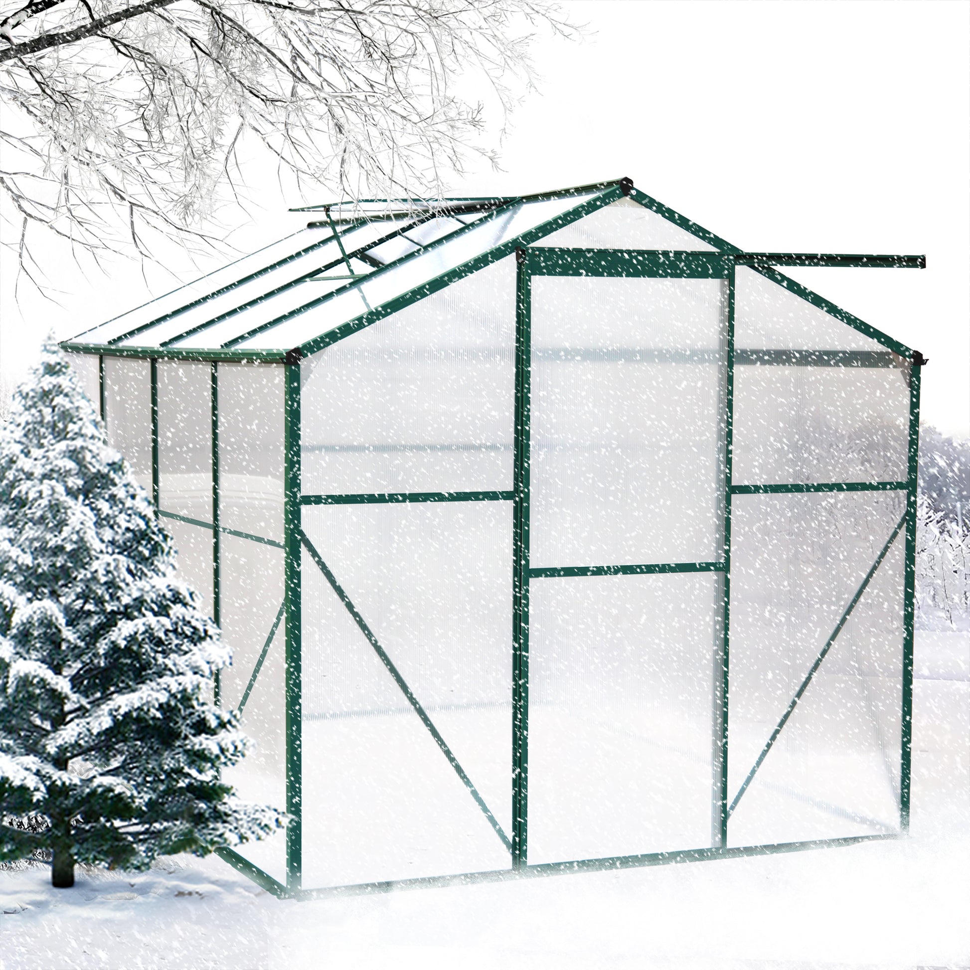 Polycarbonate Greenhouse,6'X 8' Heavy Duty Walk