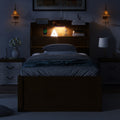 Twin Size Wooden Led Platform Bed With Trundle,